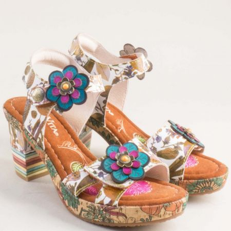 Цветни дамски сандали на платформа и ток с атрактивен дизайн 0007687kps