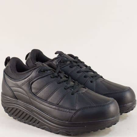 Черни мъжки обувки с връзки на платформа- MAT STAR 002270-45ch