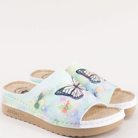 Цветни дамски комфортни чехли с флорални мотиви 0139700ps
