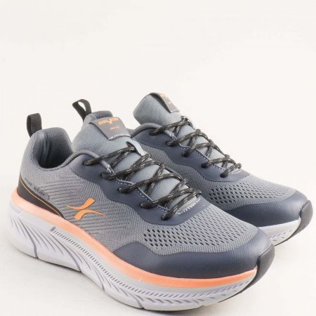 Сиви мъжки маратонки с черни и оранжеви акценти 014350sv