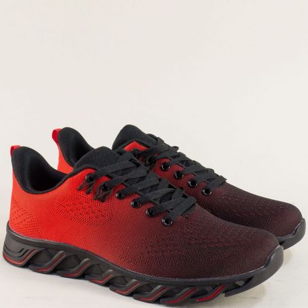 Равни мъжки маратонки в червен цвят с черни връзки 0150-45chv