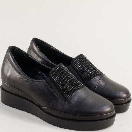 Черна естествена кожа дамски обувки 01907ch
