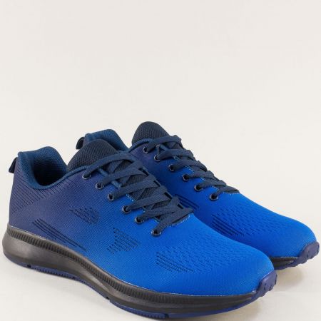 Комфортни мъжки маратонки с връзки в син цвят 0193-49s