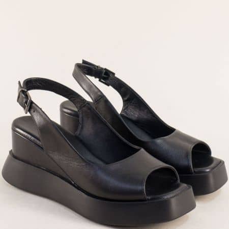 Ежедневни дамски сандали естествена кожа в черен цвят 020845ch