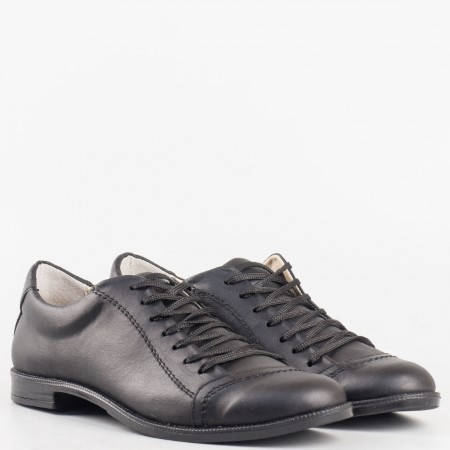 Дамски ежедневни обувки от изцяло естествена кожа на известен български производител в черен цвят 0213ch