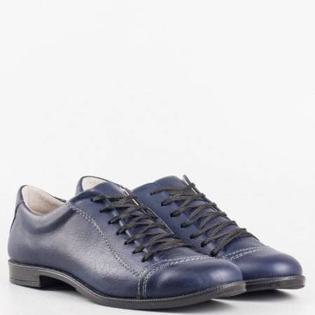 Дамски комфортни обувки изработени от 100% естествена кожа на водещ български производител в син цвят 0213s