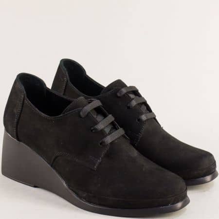 Дамски обувки черен естествен набук 023769nch