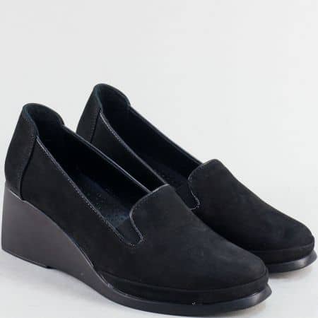 Черен естествен набук дамска обувка  025569nch
