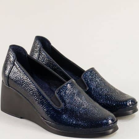 Сини дамски обувки естествен лак  025569ls
