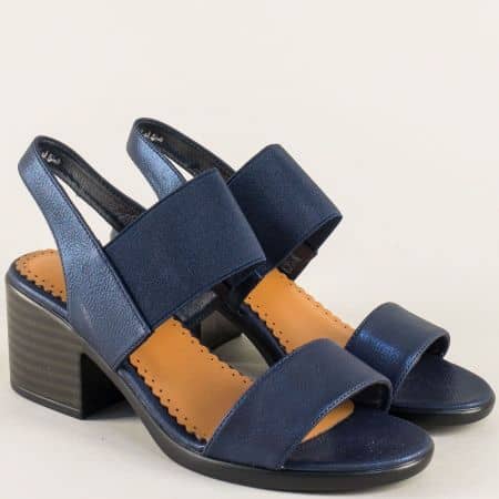 Комфортни дамски сандали в син цвят на среден ток 028514ss