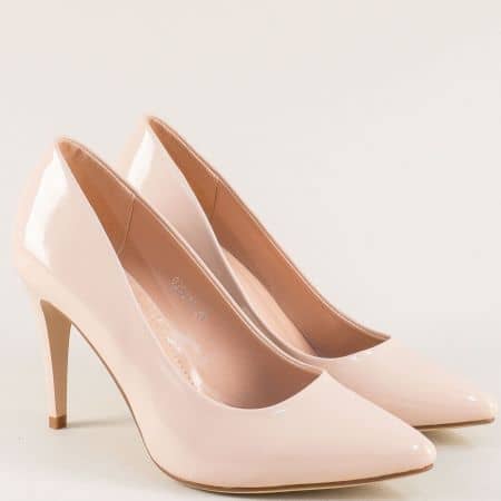 Ежегантни дамски обувки на висок тънък ток в розов лак 029218lrz