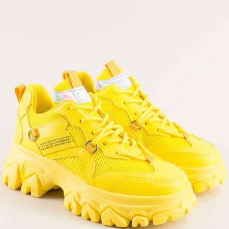 Дамска обувка на платформа в жълто 03-40j