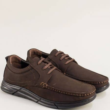Мъжки обувки тъмно кафяв набук  03002nk