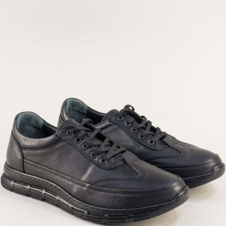 Комфортни мъжки обувки в черно от естествена кожа 03013ch