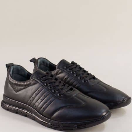 Черни мъжки обувки от естествена кожа 03015ch