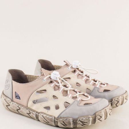 Дамски ежедневни обувки на RIEKER от естествена кожа в бежово 0358bjps