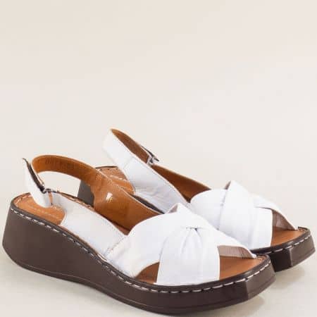 Дамски бели сандали от естествена кожа 0511b