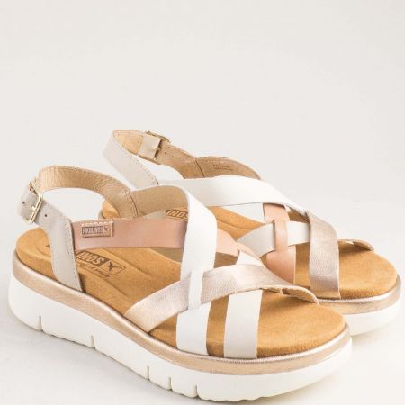 Дамски сандали PIKOLINOS в бежов цвят с златен акцент 0650bjzl