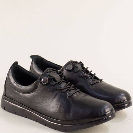 Спортни дамски обувки в черно от естествена кожа 072ch