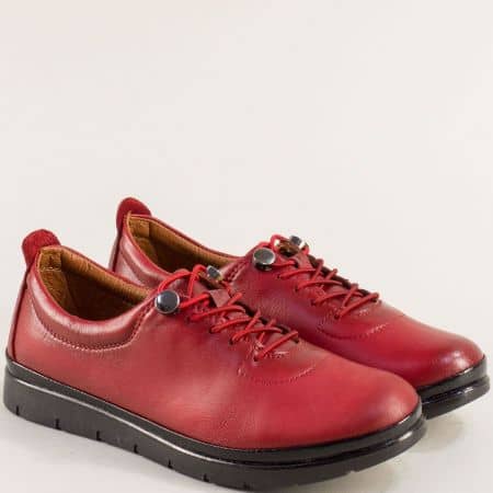Спортни дамски обувки от естествена кожа в червен цвят 072chv2