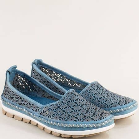 Дамски равни обувки от естествена кожа в сино 1048050s
