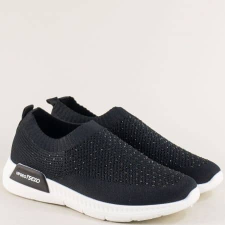 Спортни дамски обувки от текстил в черен цвят 106-40ch