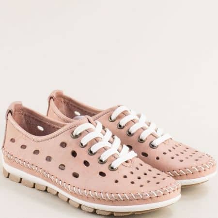 Ежедневни дамски обувки от естествена кожа в розов цвят 1078050rz