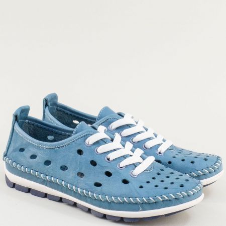 Равни дамски обувки в синьо от естествена кожа 1078050s1