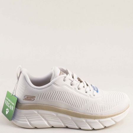 Комфортни дамски сникърси SKECHERS с Memory пяна в бежов текстил