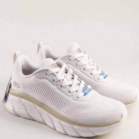Комфортни дамски сникърси SKECHERS с Memory пяна в бежов текстил