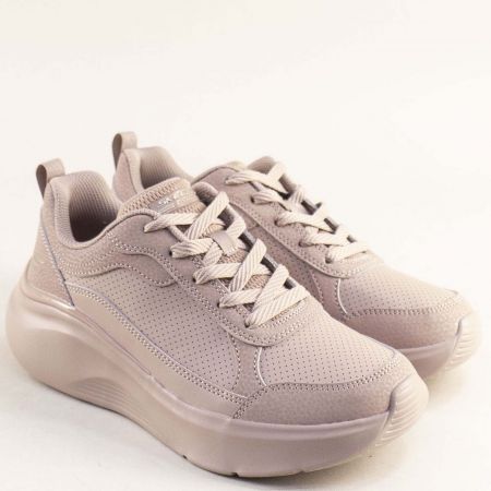 Бежови дамски сникърси на платформа с връзки SKECHERS 117462bj