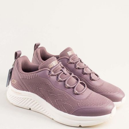 Розови дамски сникърси от текстил на SKECHERS на комфортно ходило 117561rz