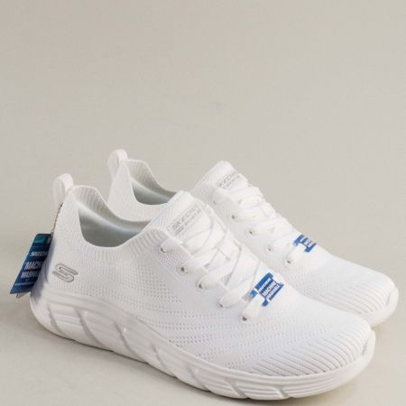 SKECHERS дамски бели сникърси- Machine washable на равно ходило 117591b