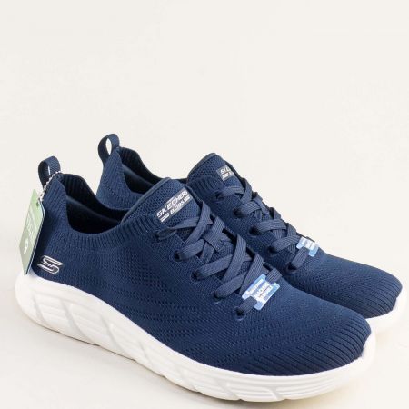SKECHERS дамски текстилни сникърси в син цвят на бяло ходило 117591s