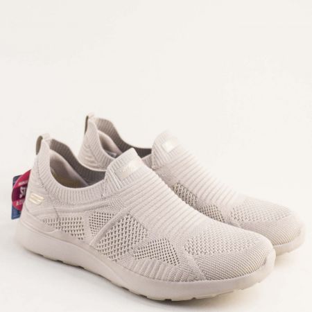Текстилни дамски сникърси SKECHERS в бежов цвят с ластик 117602bj