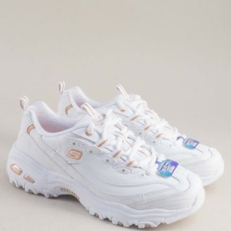 Атрактивни дамски сникърси на SKECHERS в бяло с закачливи елементи 11931b