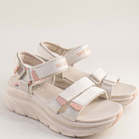 Атрактивни дамски сандали SKECHERS в бежов цвят с розови акценти 119826bj