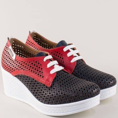 Дамски обувки на платформа в бяло, червено и черно 120143tomi