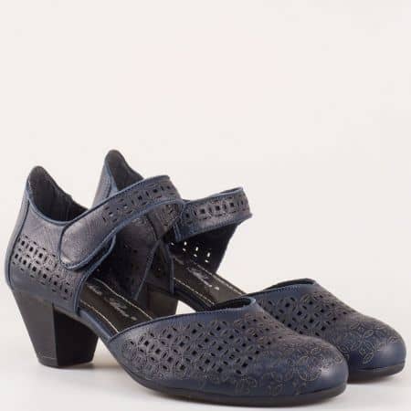 Дамски обувки от естествена кожа в синьо на среден ток 12200917s