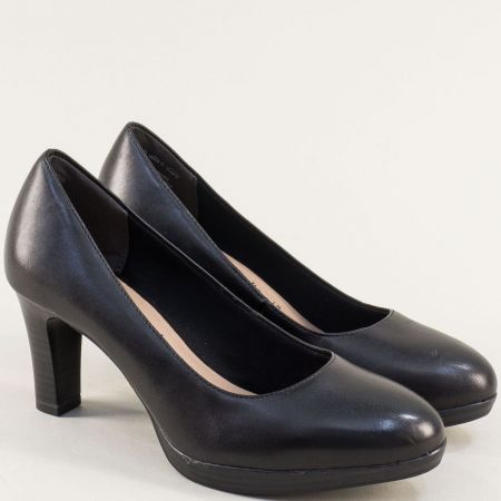 Черни дамски обувки TAMARIS естествена кожа на висок ток 12241020ch
