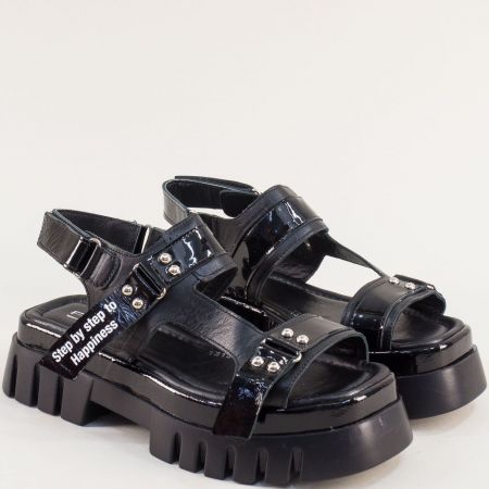 Черни дамски сандали на платформа естествена кожа 131520766ch