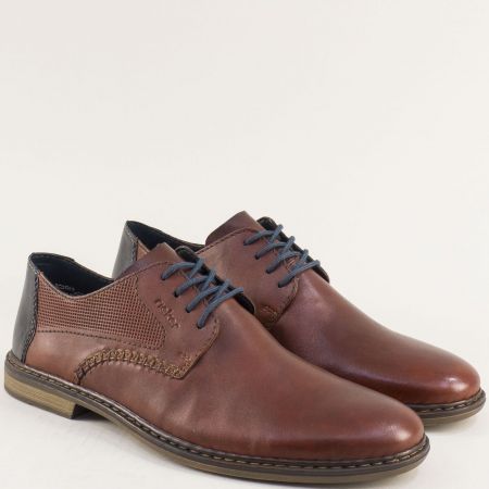 Комфортни мъжки обувки в кафяв цвят на RIEKER 13418k