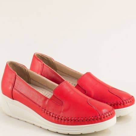 Изчистени дамски обувки естествена кожа в червено 13422520chv