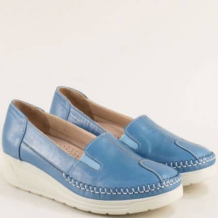 Дамски сини обувки от естествена кожа 13422520s