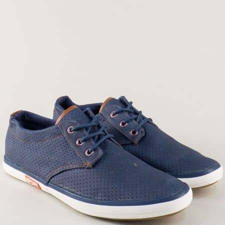 Спортни мъжки обувки в синьо с връзки  135056s
