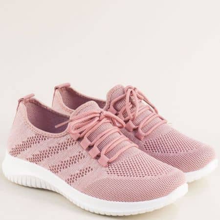 Текстилни дамски спортни обувки в розов цвят 138187rz