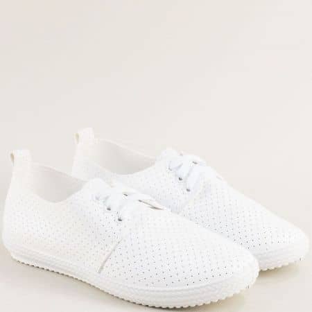 Бели спортни дамски обувки с връзки 138194b