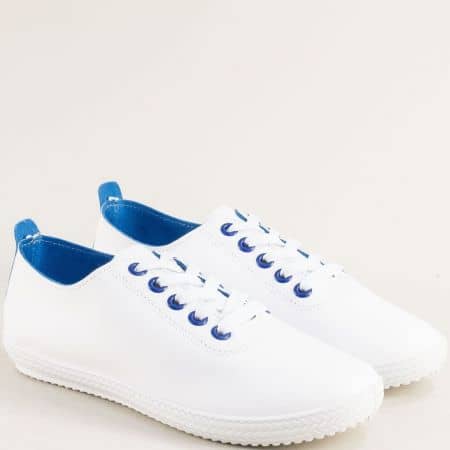 Дамски спортни обувки в бяло и синьо 138195bs