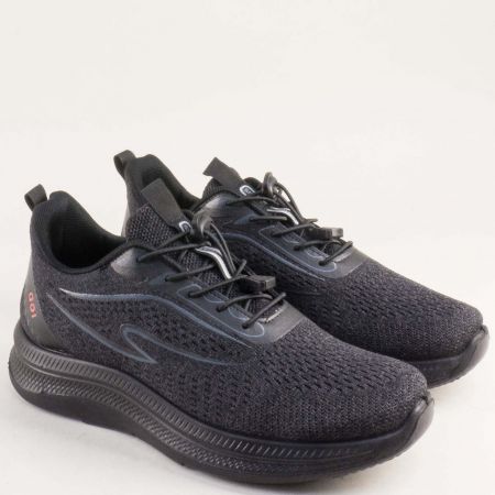 Черни мъжки маратонки на равно ходило 138715ch