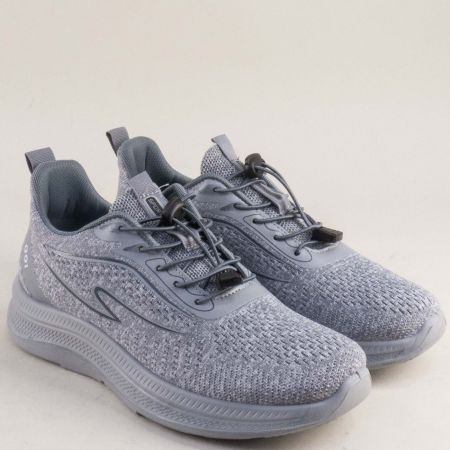 Сиви мъжки маратонки с ластични връзки на комфортно ходило 138715sv